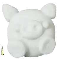 a white pig with a yellow arrow pointing to the number 1