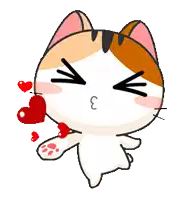 a cartoon cat is blowing a kiss with hearts coming out of it 's mouth