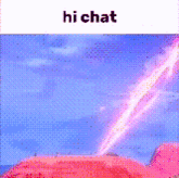a screenshot of a cartoon with the words hi chat on the bottom