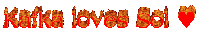 the word kafka is written in flames with a heart in the middle