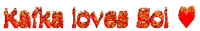the word kafka is written in flames with a heart in the middle