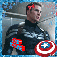 a picture of captain america with the words good morning