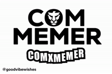 a black and white logo that says com memer