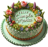 a cake that says feliz cumple maria on the top