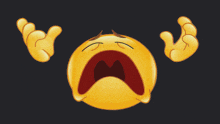 a yellow smiley face with flames coming out of its mouth