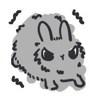 a drawing of a rabbit with a very angry face