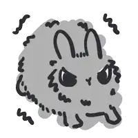 a drawing of a rabbit with a very angry face