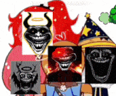 a bunch of troll faces are on a cartoon character