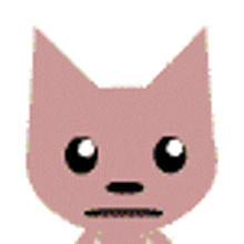 a pink cartoon cat with a surprised look on its face .