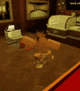 a cartoon character is standing in a room with a display case that says ' jewelry ' on it