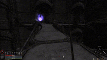 a screenshot of a video game shows a purple light coming out of a hole in the wall