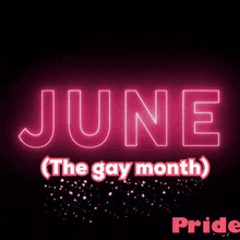 a neon sign that says june ( the gay month ) on it