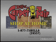 a bill 's carpet fair advertisement shows different types of flooring
