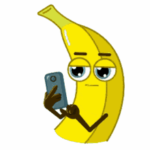 banana thinking checking phone scrolling