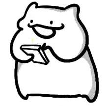 a black and white drawing of a hamster holding a box in its paws .