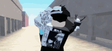 a cartoon character is wearing a shirt that says trash on it