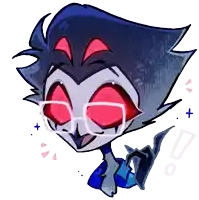 a drawing of a cartoon character with glasses and red eyes