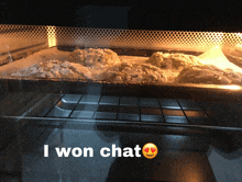 a picture of food in an oven with the words i won chat