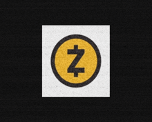 a black and yellow coin with the letter z in the center