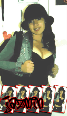a woman in a hat is surrounded by a collage of images with the word ozzy on the bottom