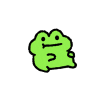 a green frog with a pink mouth and a heart in its mouth