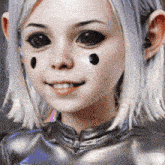 a close up of a person 's face with the word voo on the bottom left