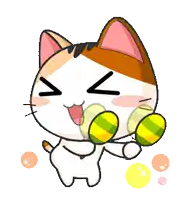 a cartoon cat is standing in front of a white background