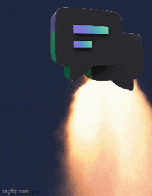 a speech bubble is flying through the air with a rocket behind it