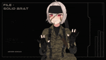 a girl in a military uniform giving the peace sign