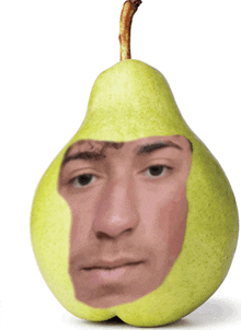 a pear with a man 's face in it
