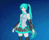 hatsune miku is a female anime character with green hair and a ponytail .