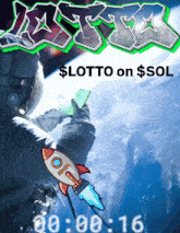 an advertisement for lotto on $ sol shows an astronaut holding a phone