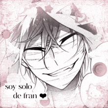 a black and white drawing of a man with the words soy solo de fran below it