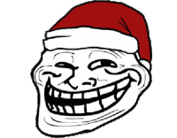 a drawing of a troll wearing a santa hat and smiling .