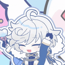 a drawing of a girl with white hair holding a pink heart
