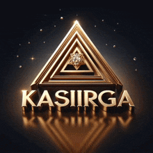 a gold triangle with the word kasirga in gold letters