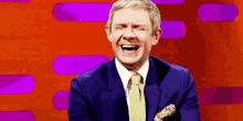 Laughing Hysterically Martin Freeman GIF - Laughing Hysterically Martin Freeman Happy GIFs