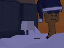 a cartoon drawing of a paddle wearing a hat