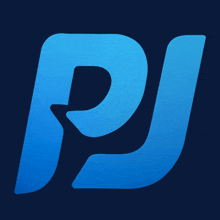 a blue pj logo with a dark background