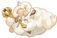 a cartoon character with a crown and a key in her hand