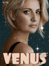 a picture of a woman with the word venus written on it