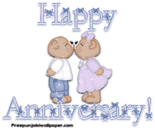 happy anniversary bears cute loving kiss