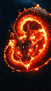 a dragon is surrounded by a ring of flames