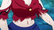 a close up of a woman 's torso with a button on it