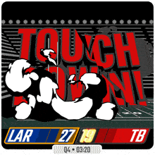 a football game is being played between the lar and the tb teams