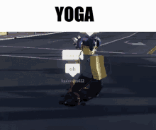 a picture of a person in a video game with the word yoga on the bottom