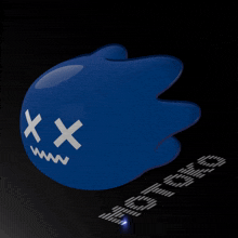 a blue ghost with x 's on it 's face is next to the word ibm