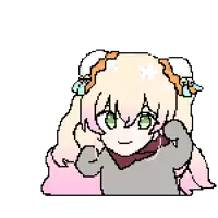 a pixel art drawing of a girl with green eyes