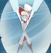 a cartoon character in a top hat is standing in a glass sphere
