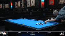 a pool table with a player named owen on the screen